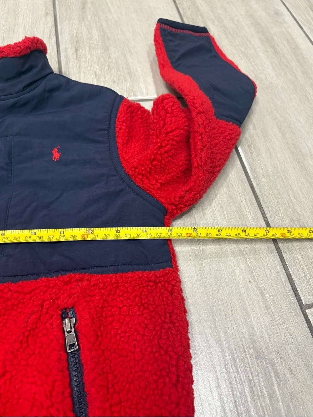 Box #7 Polo Ralph Lauren Boys size 7 Teddy Sherpa Fleece Red/Navy Jacket